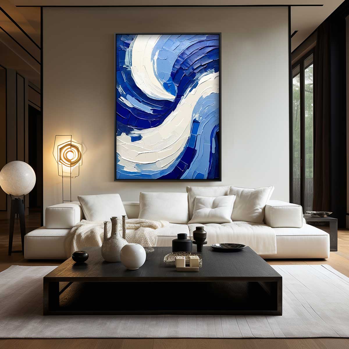 Golf van Blauwe Energie Kunstwerk-canvas-dibond-plexiglas-wanddecoratie-WallArtistic