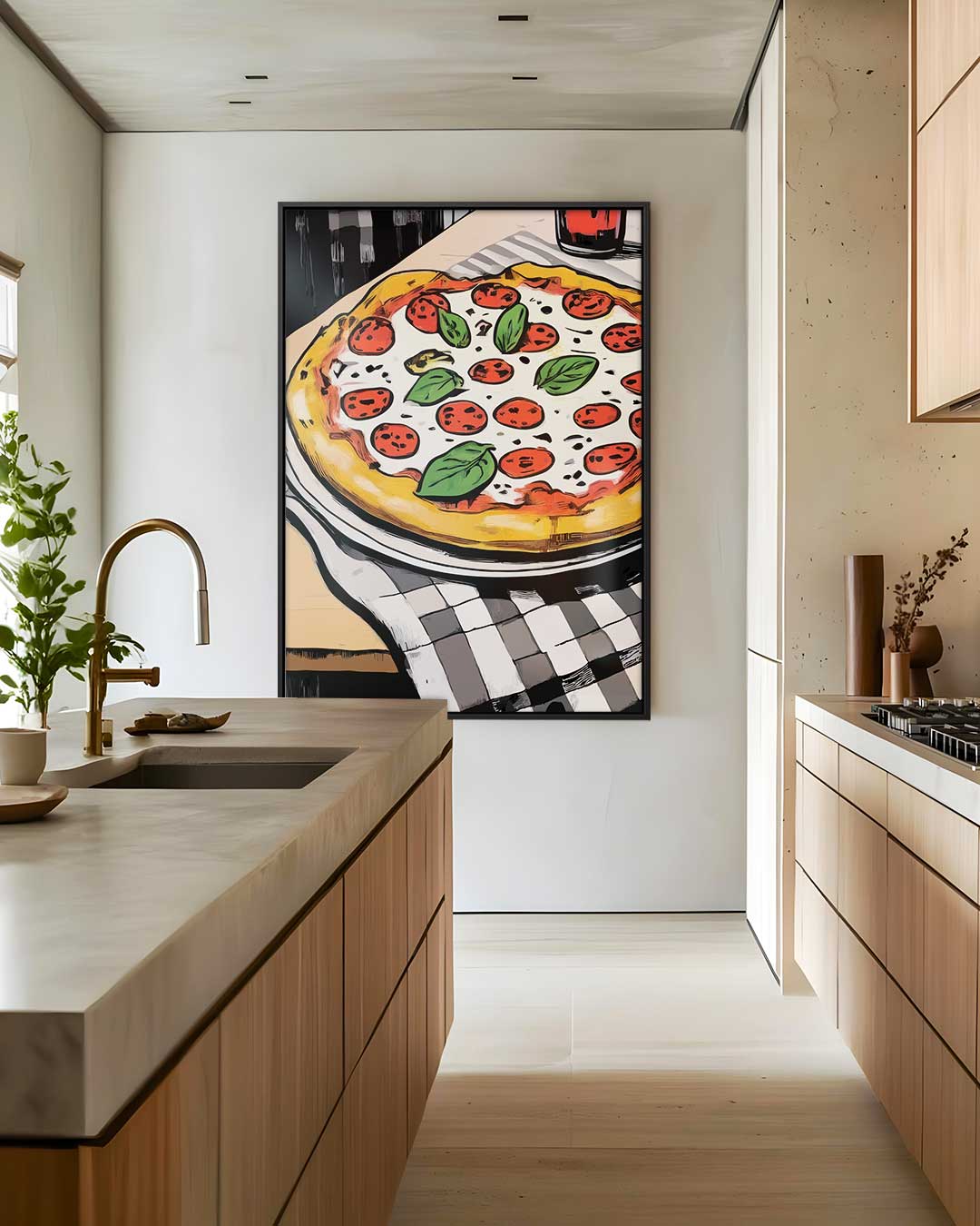 Smakelijke Pizza Illustratie Kunstwerk-canvas-dibond-plexiglas-wanddecoratie-WallArtistic