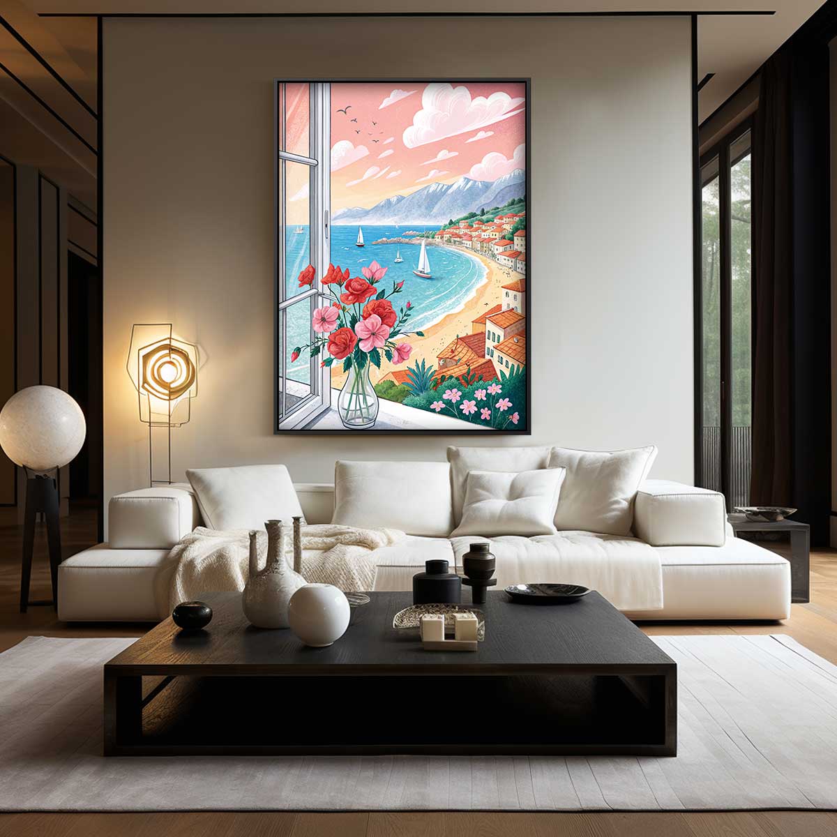 Uitzicht aan de Middellandse Zee Kunstwerk-canvas-dibond-plexiglas-wanddecoratie-WallArtistic