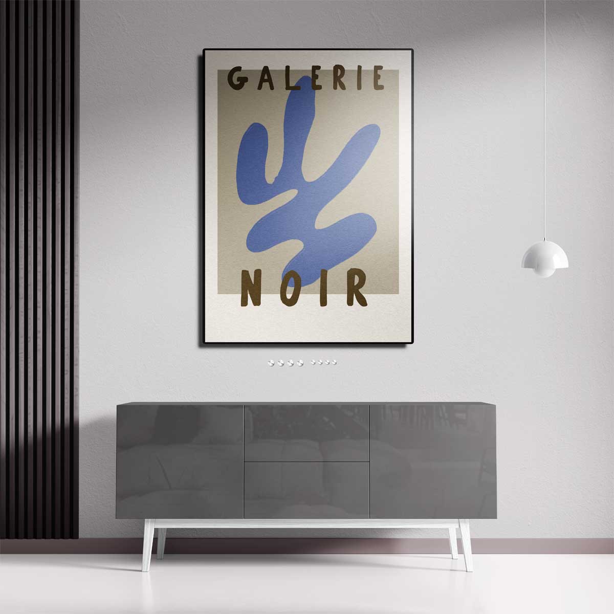 Retro Abstract Blauw en Bruin Poster