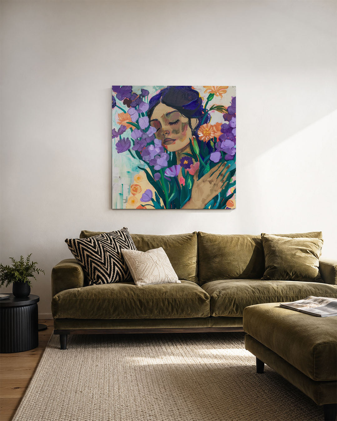 Dromerige bloemenportret Kunstwerk