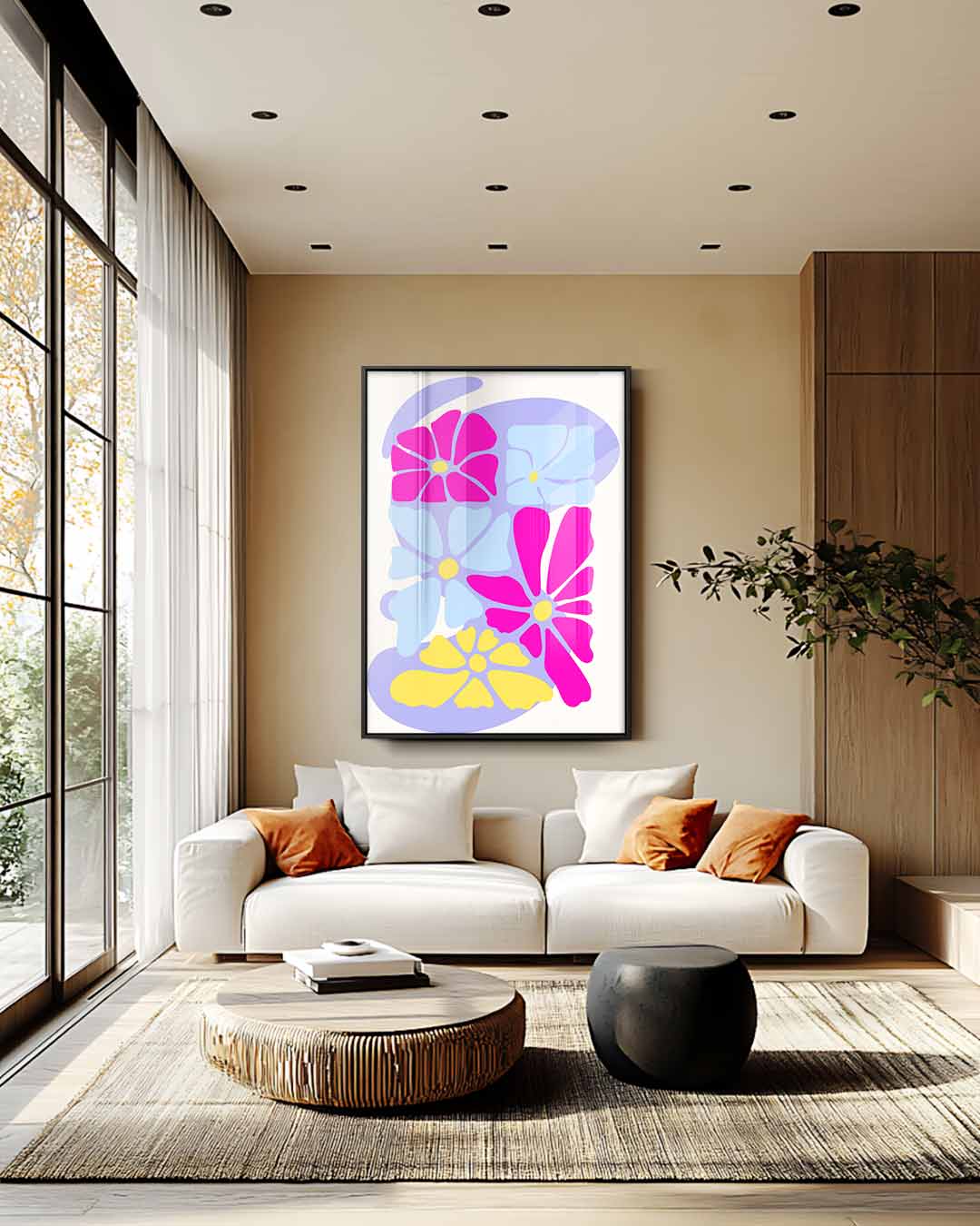 Vrolijke Bloemenpracht Kunstwerk-canvas-dibond-plexiglas-wanddecoratie-WallArtistic