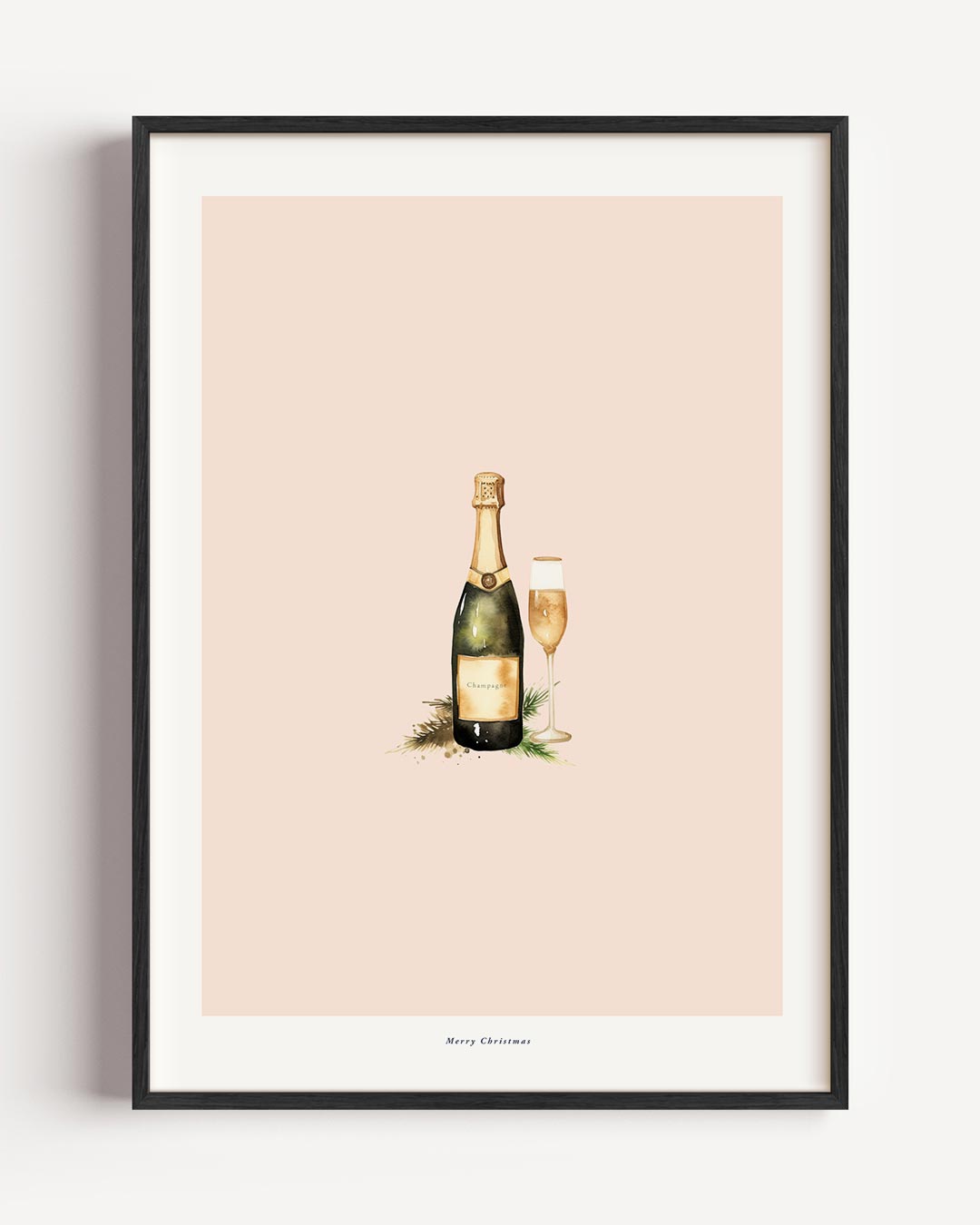 Elegante Champagne Kerstposter-WallArtistic