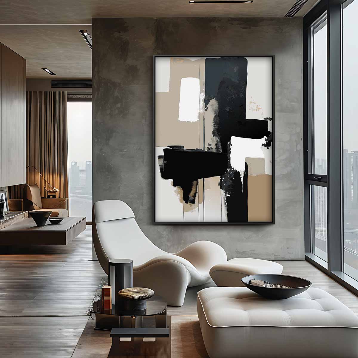 Abstracte Stijlvolle Compositie Kunstwerk-canvas-dibond-plexiglas-wanddecoratie-WallArtistic