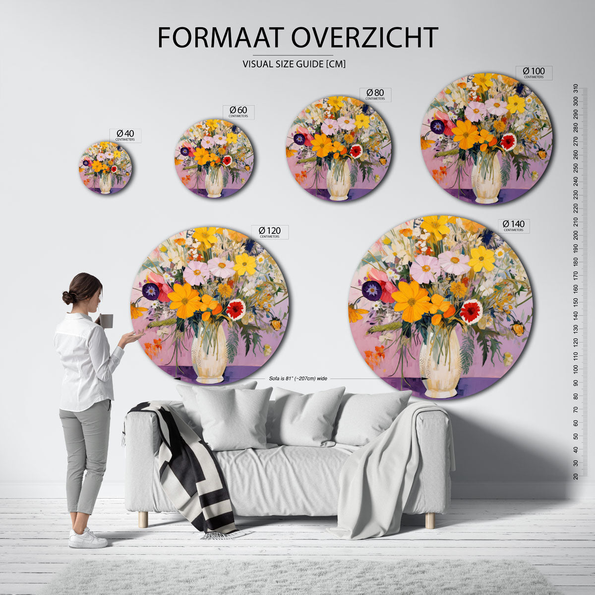Bloemen in vaas Muurcirkel