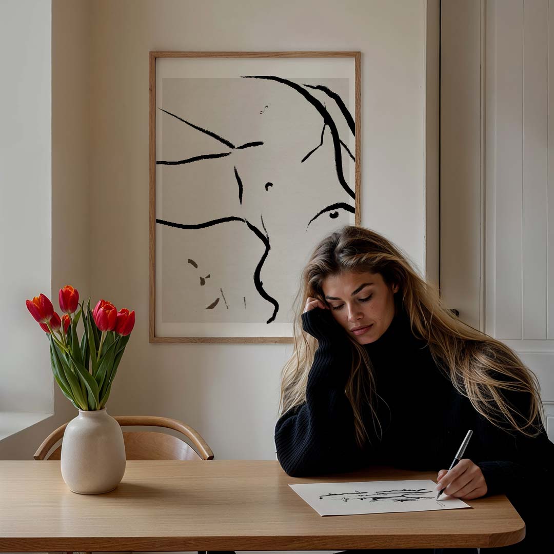 Elegante Eenvoud Lijntekening Poster-WallArtistic
