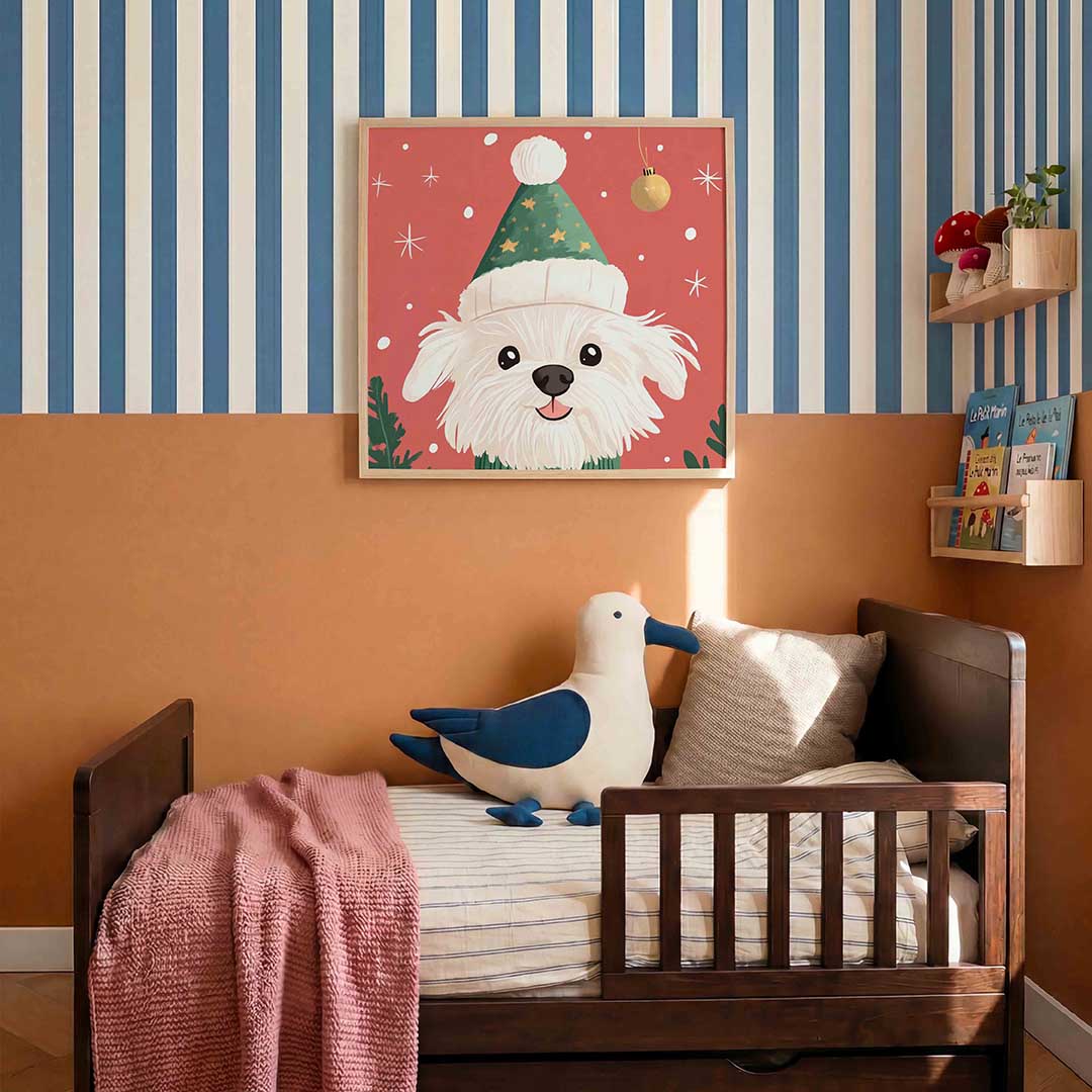 Hond met kerstmuts Poster