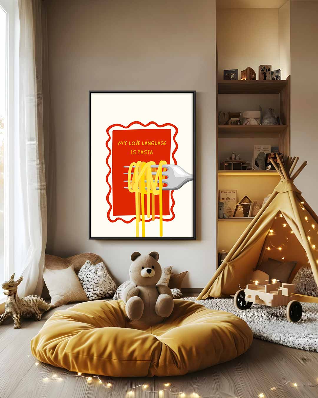 Pasta Liefde Teken Kunstwerk-canvas-dibond-plexiglas-wanddecoratie-WallArtistic