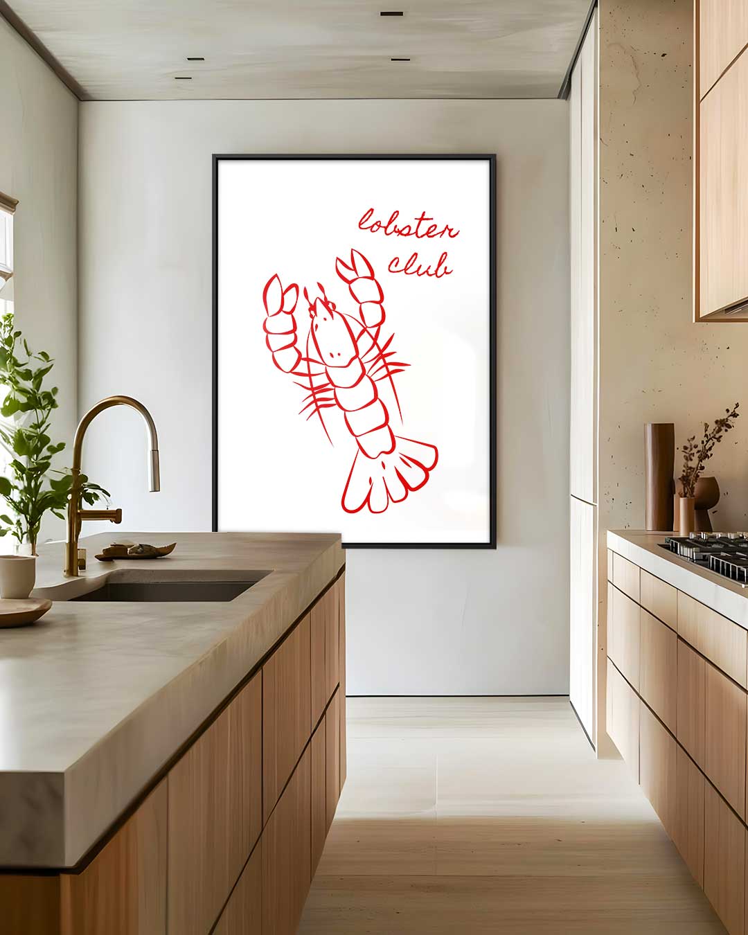 Vrolijke Kreeft Illustratie Kunstwerk-canvas-dibond-plexiglas-wanddecoratie-WallArtistic