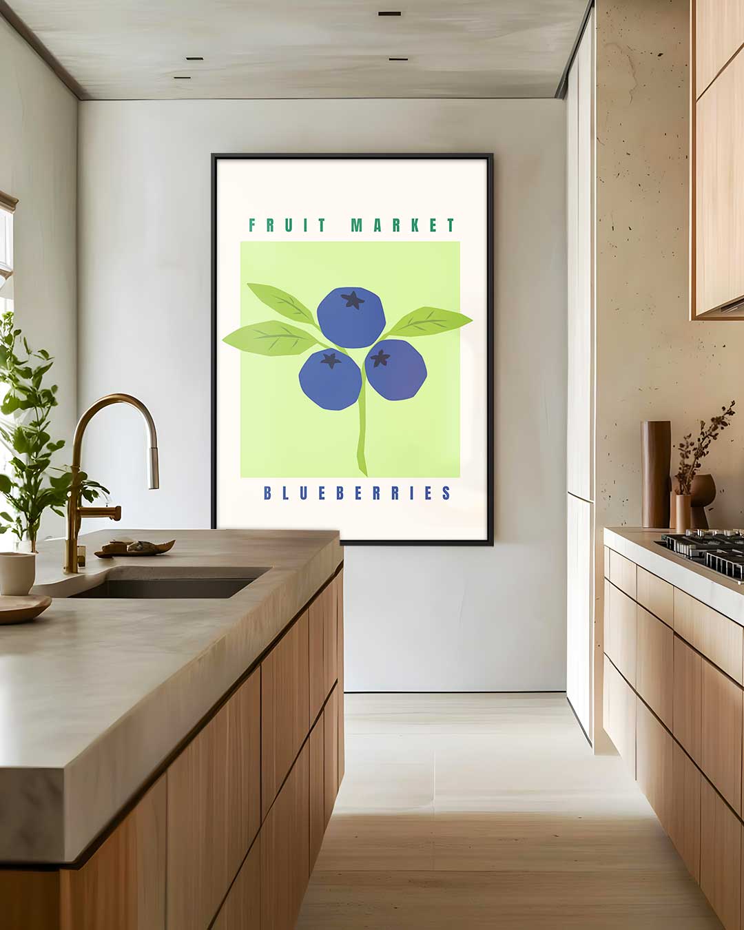 Blauw Bessen Markt Poster Kunstwerk-canvas-dibond-plexiglas-wanddecoratie-WallArtistic