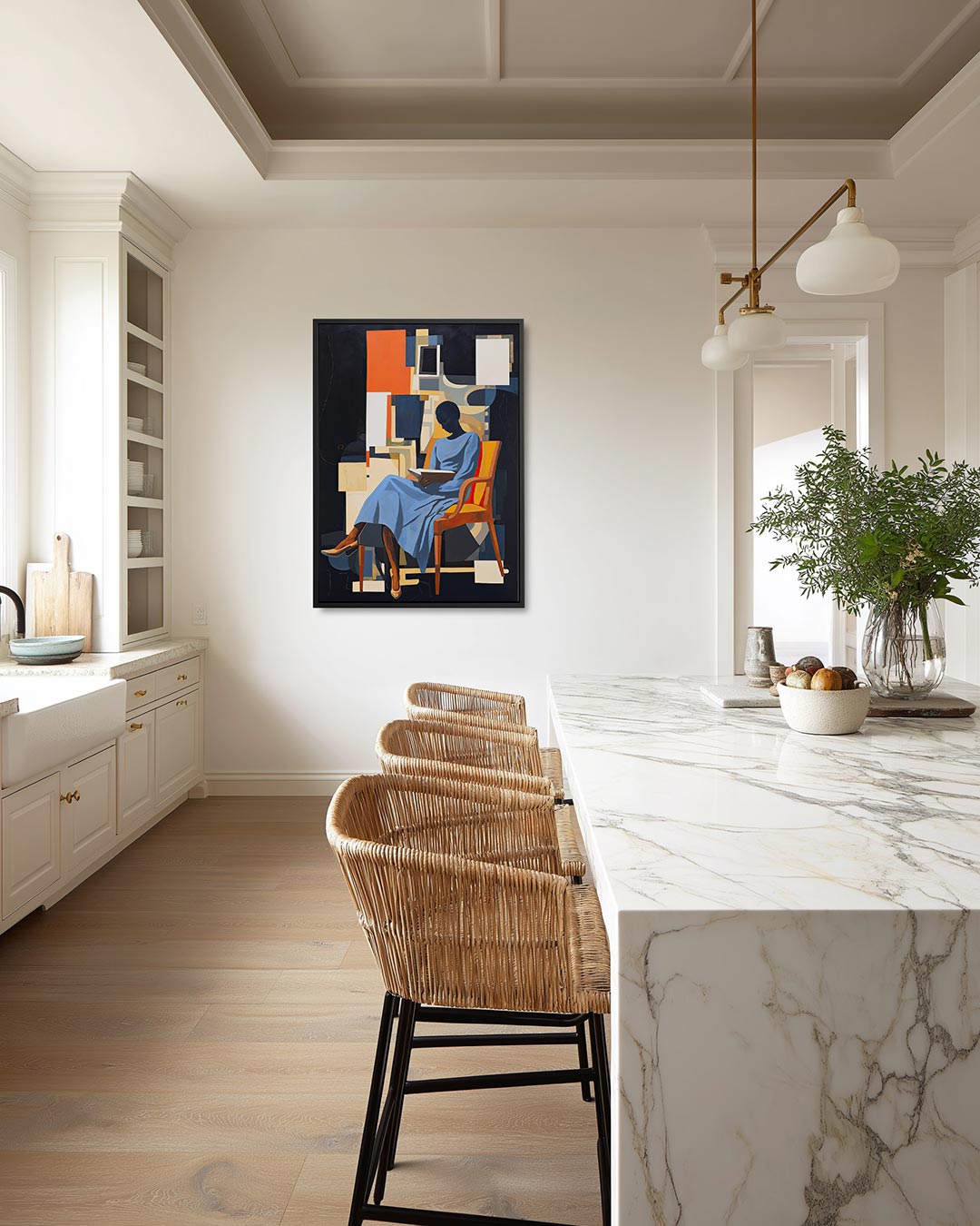 Geometrische figuur met lezer Kunstwerk