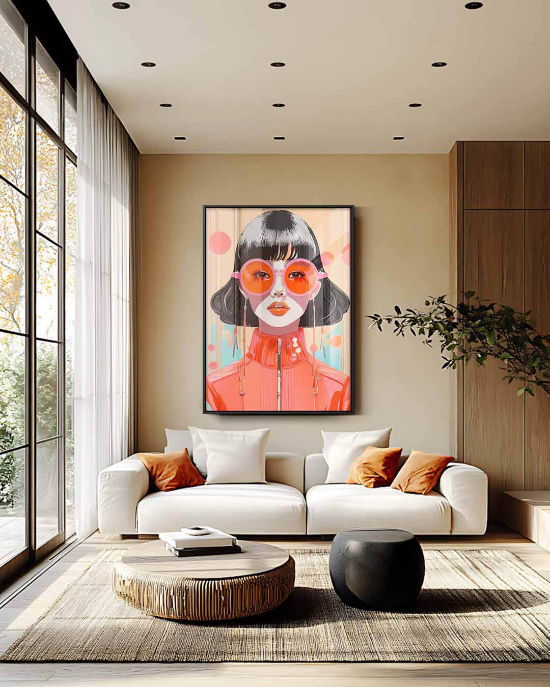 Retro Pop Art Portret Kunstwerk-canvas-dibond-plexiglas-wanddecoratie-WallArtistic