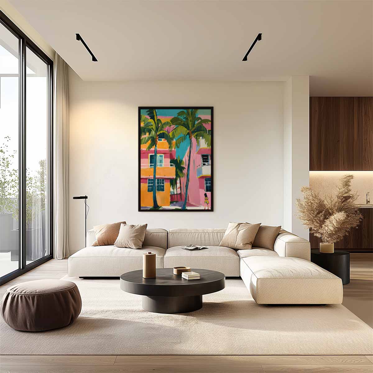 Zonnige Tropenstad Kunstwerk-canvas-dibond-plexiglas-wanddecoratie-WallArtistic