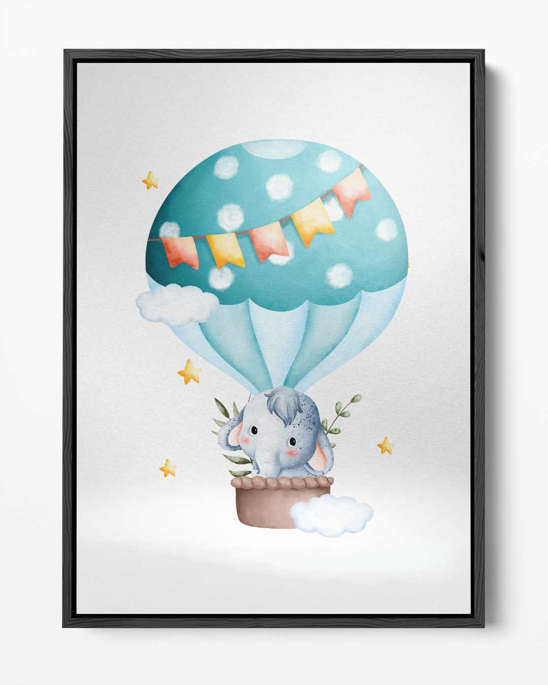 Dromerige Olifant in Luchtballon Kunstwerk-canvas-dibond-plexiglas-wanddecoratie-WallArtistic