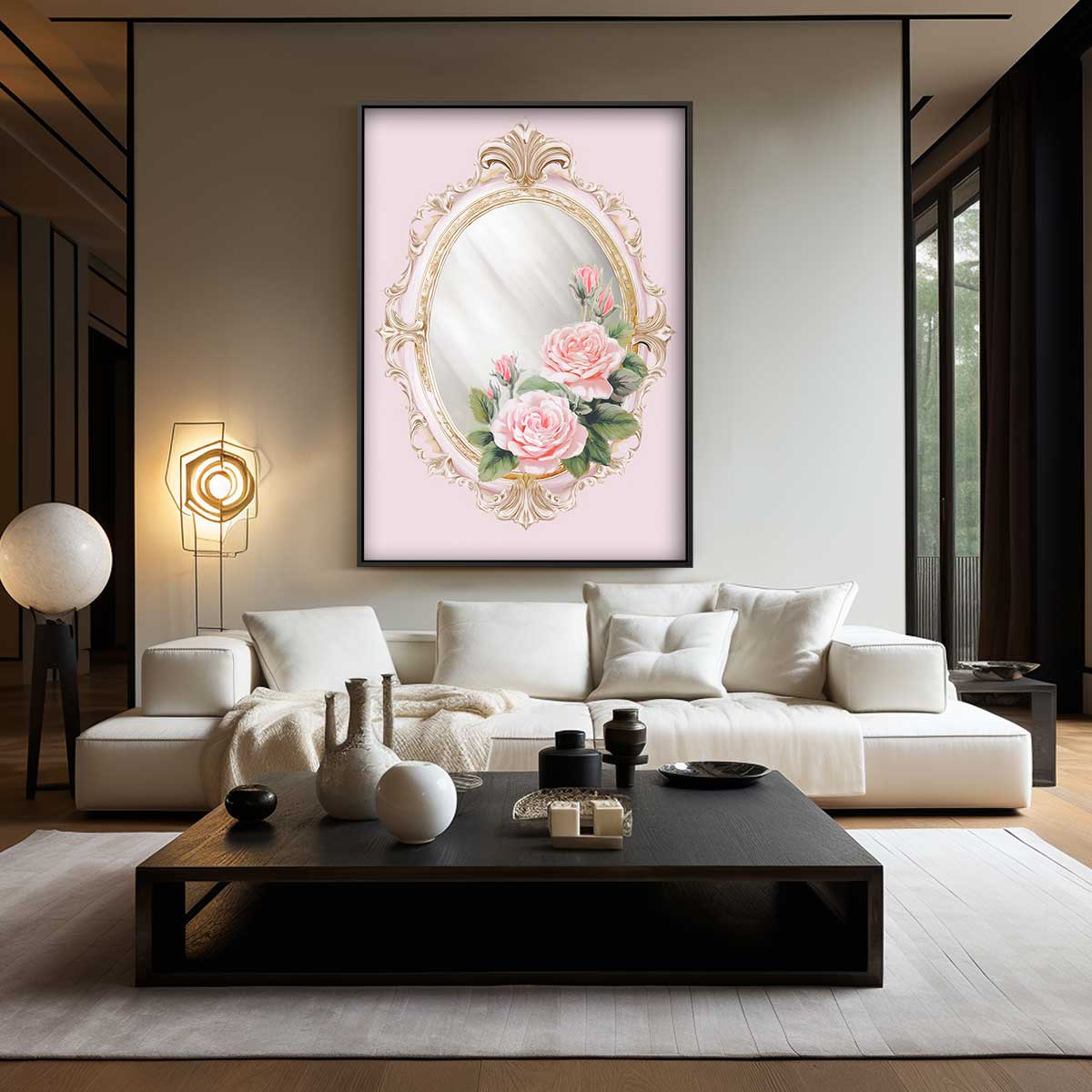 Romantische Rozen Spiegel Kunstwerk-canvas-dibond-plexiglas-wanddecoratie-WallArtistic