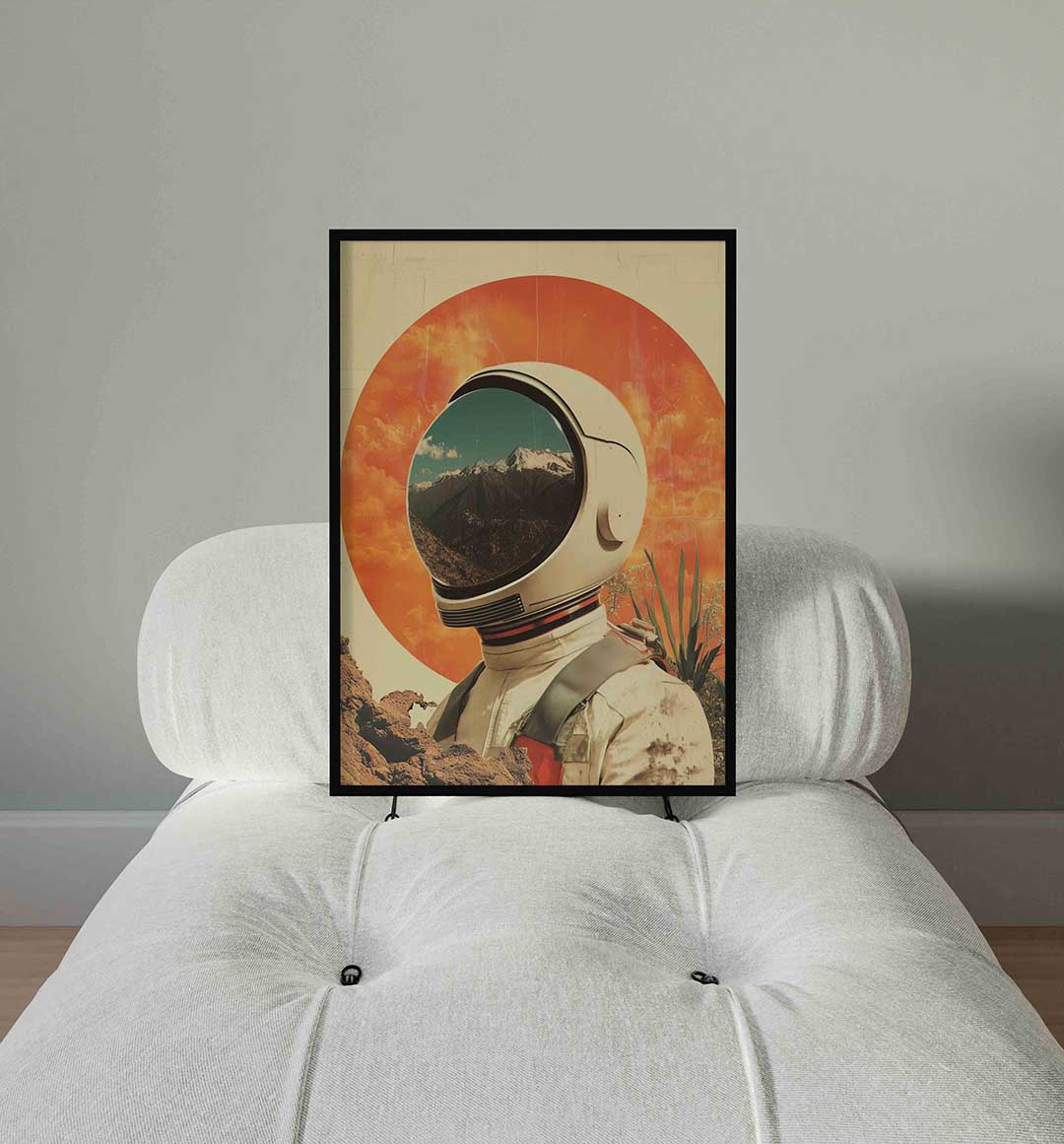 Astronaut en bergen Poster