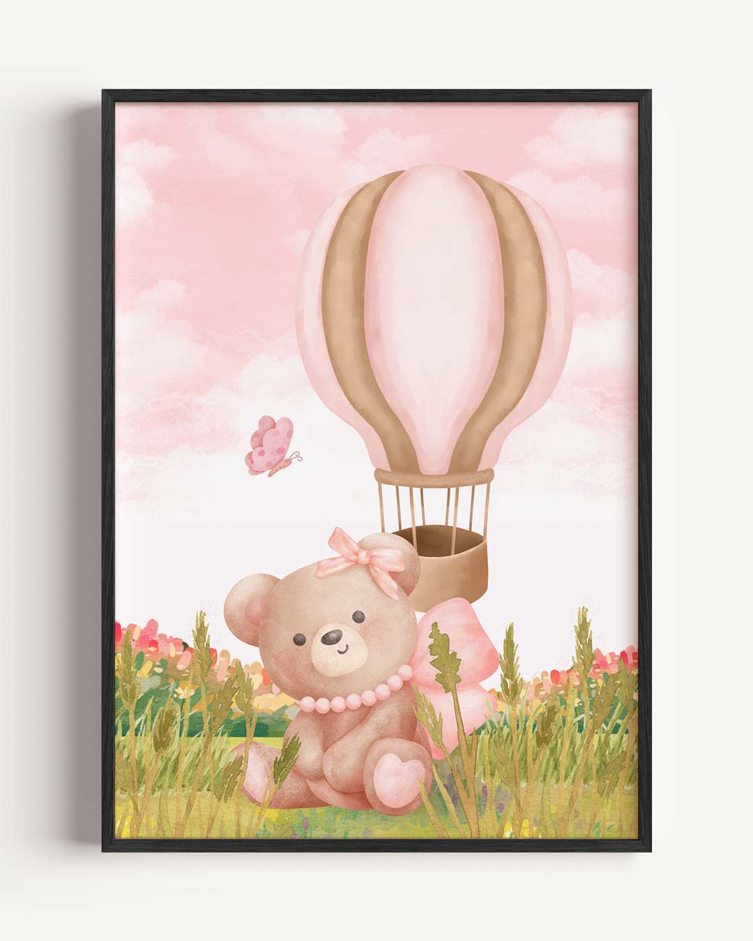 Schattige Teddybeer en Luchtballon Poster