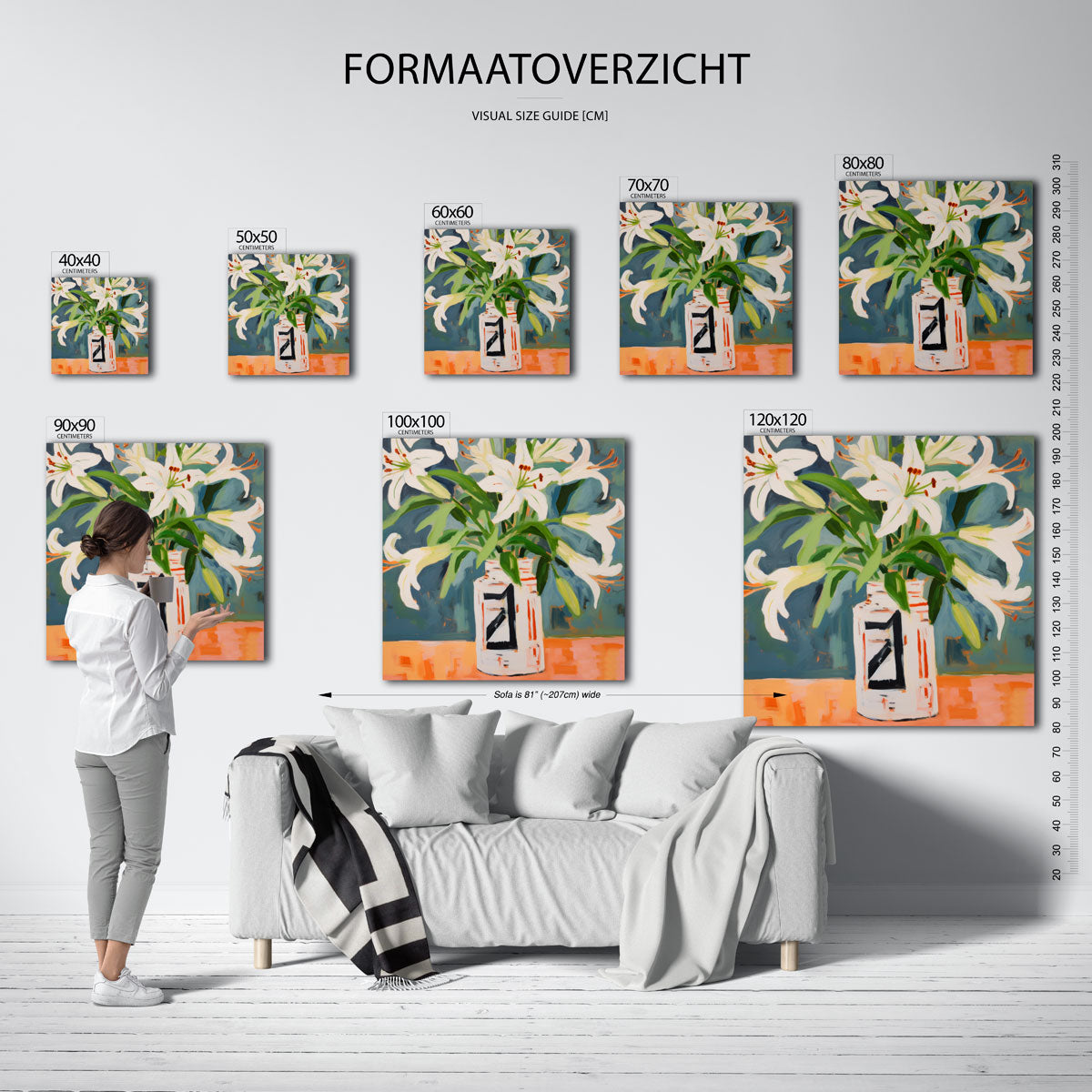 Witte lelies in vaas Poster