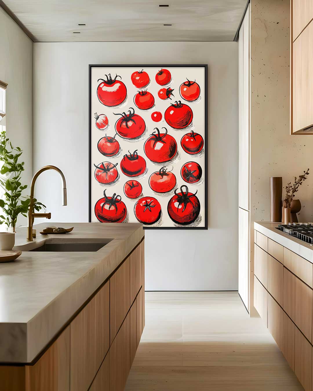 Speelse Tomatenprint Kunstwerk-canvas-dibond-plexiglas-wanddecoratie-WallArtistic