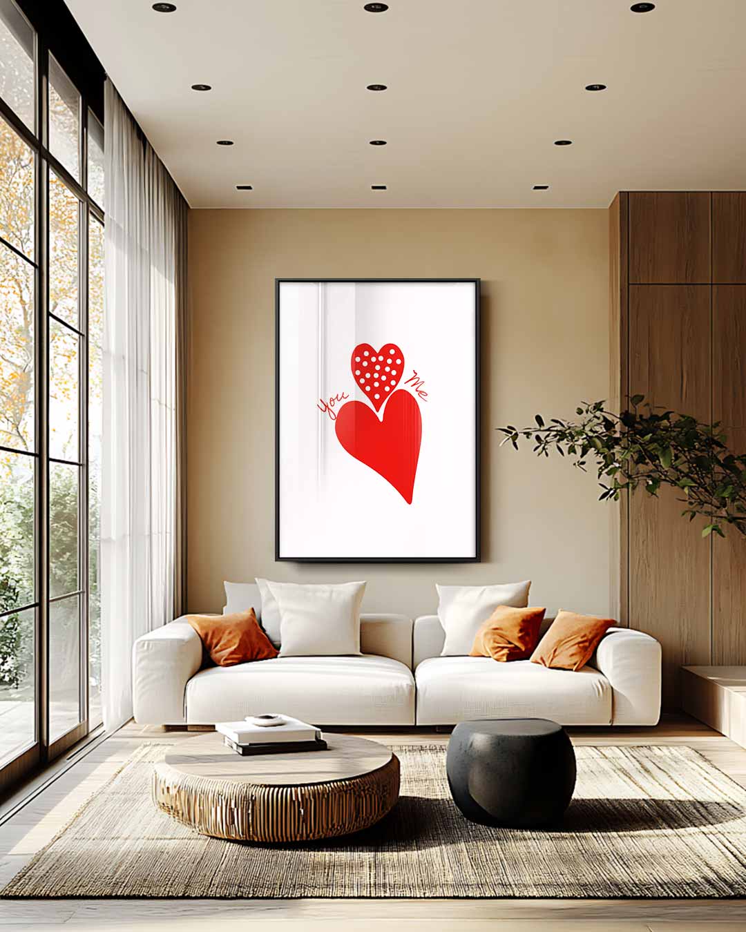 Liefdevolle Hartenontmoeting Kunstwerk-canvas-dibond-plexiglas-wanddecoratie-WallArtistic
