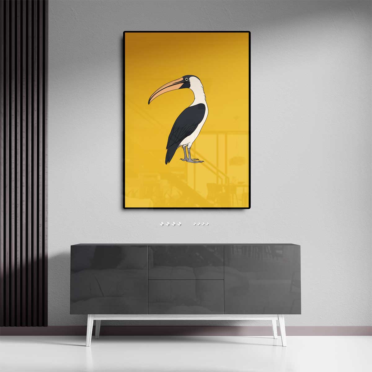Kleurrijke Toekan Illustratie Kunstwerk-canvas-dibond-plexiglas-wanddecoratie-WallArtistic