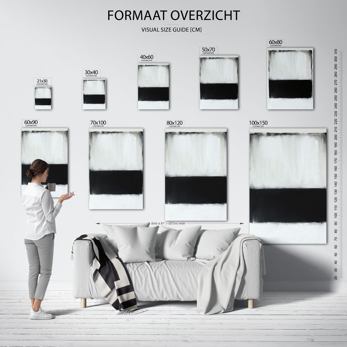Zwart en wit rechthoek Poster