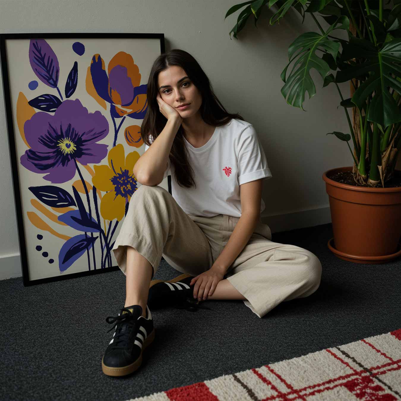 Bloemenpracht in Paars en Oranje Poster