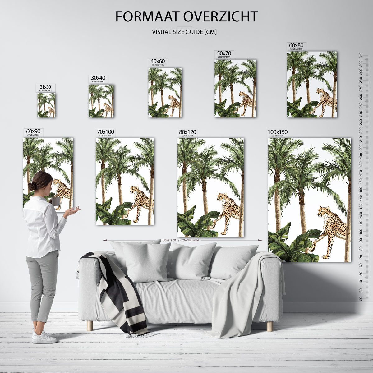 Luipaard en palmbomen Poster