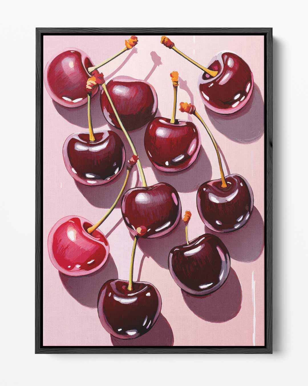 Kersenfeest op Roze Canvas Kunstwerk-canvas-dibond-plexiglas-wanddecoratie-WallArtistic