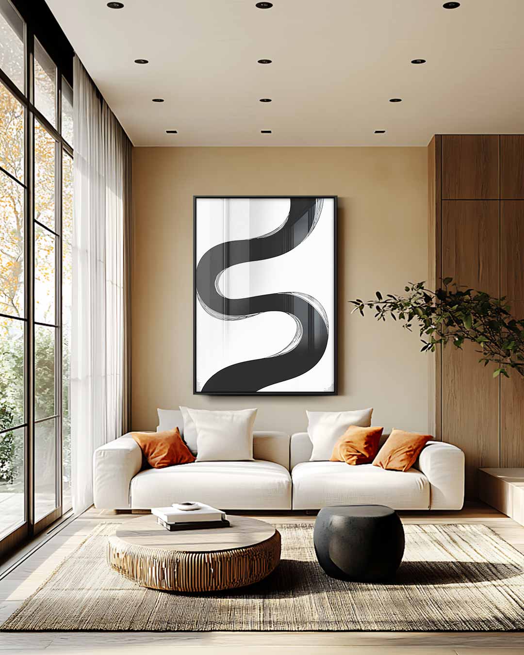 Zwarte Golf Beweging Kunstwerk-canvas-dibond-plexiglas-wanddecoratie-WallArtistic