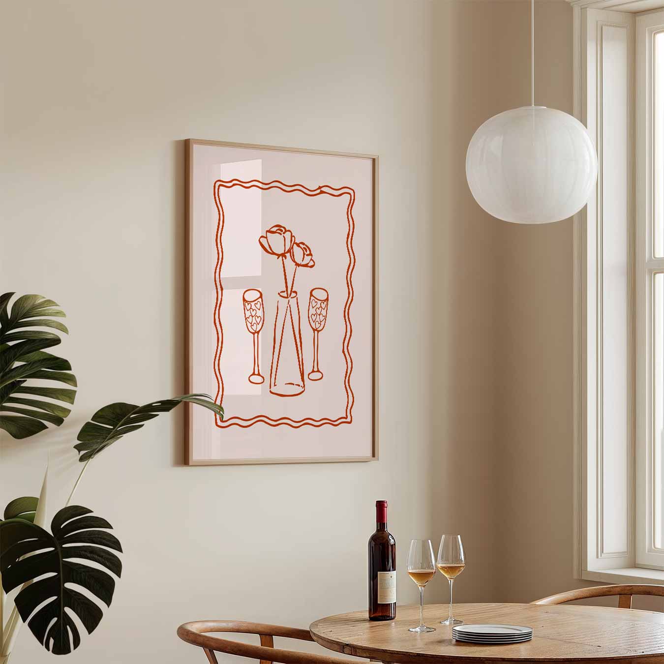 Romantische Bloemen en Hartjes Poster
