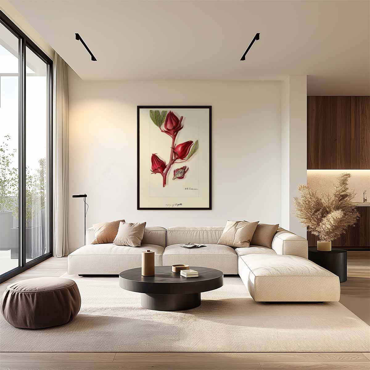 Botanische Rozelle Illustratie Kunstwerk-canvas-dibond-plexiglas-wanddecoratie-WallArtistic