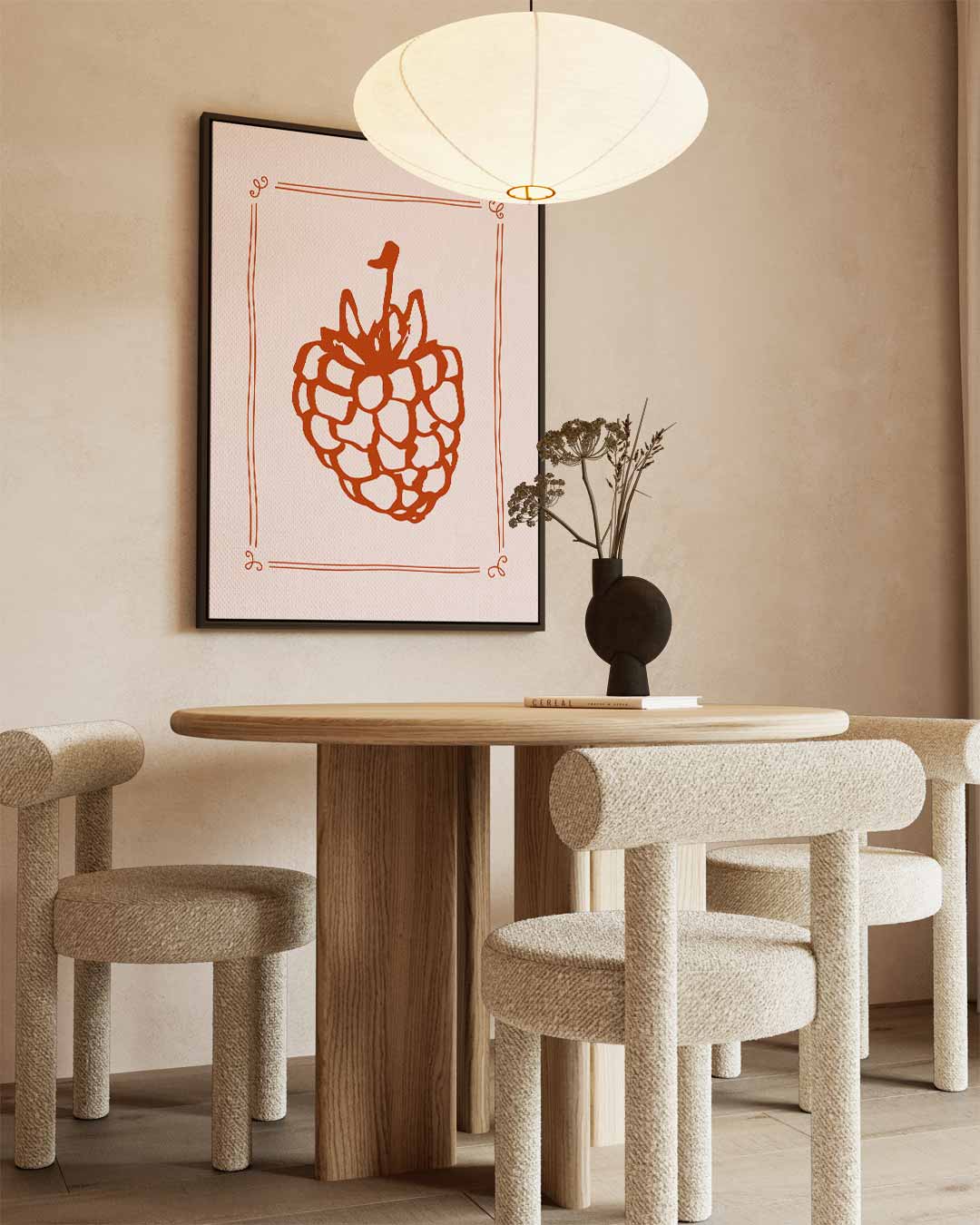 Framboos Schets Kunstwerk-canvas-dibond-plexiglas-wanddecoratie-WallArtistic