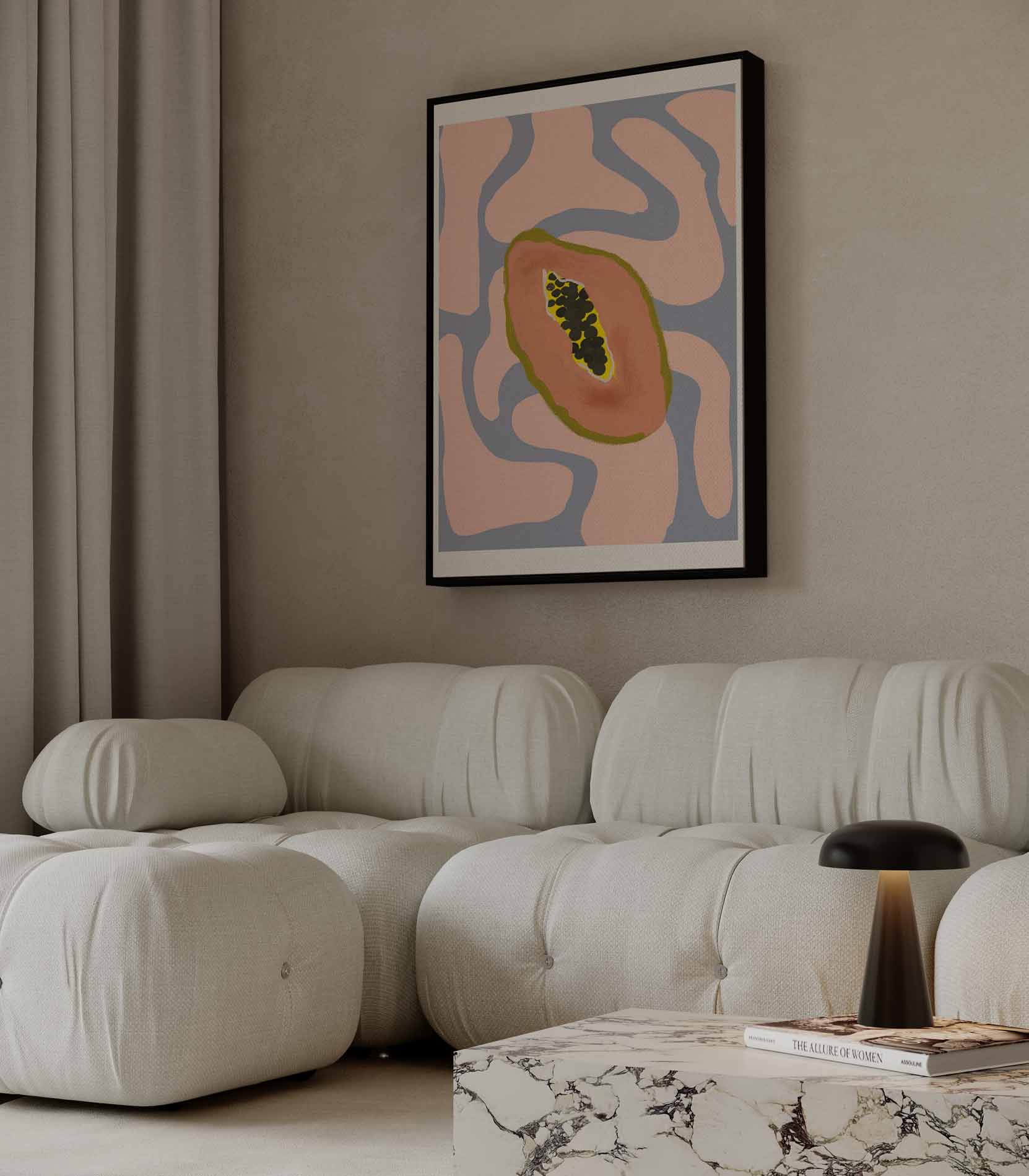Kleurrijke Papaya Droom Kunstwerk-canvas-dibond-plexiglas-wanddecoratie-WallArtistic