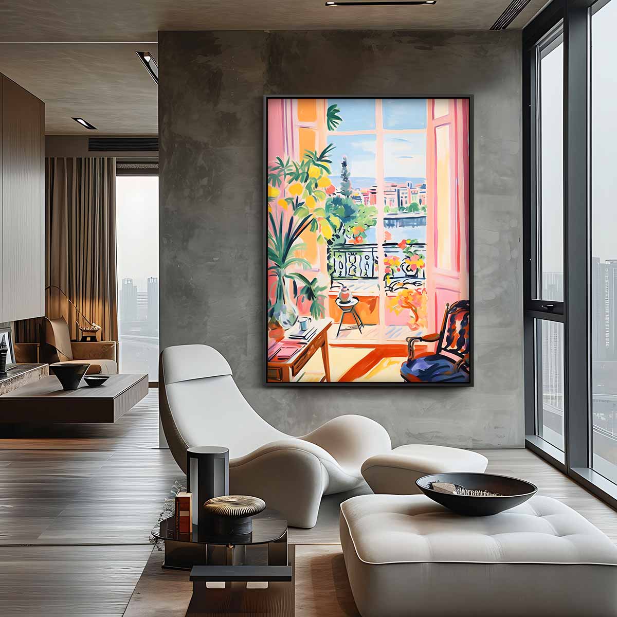 Zonnige Terras Uitzicht Kunstwerk-canvas-dibond-plexiglas-wanddecoratie-WallArtistic