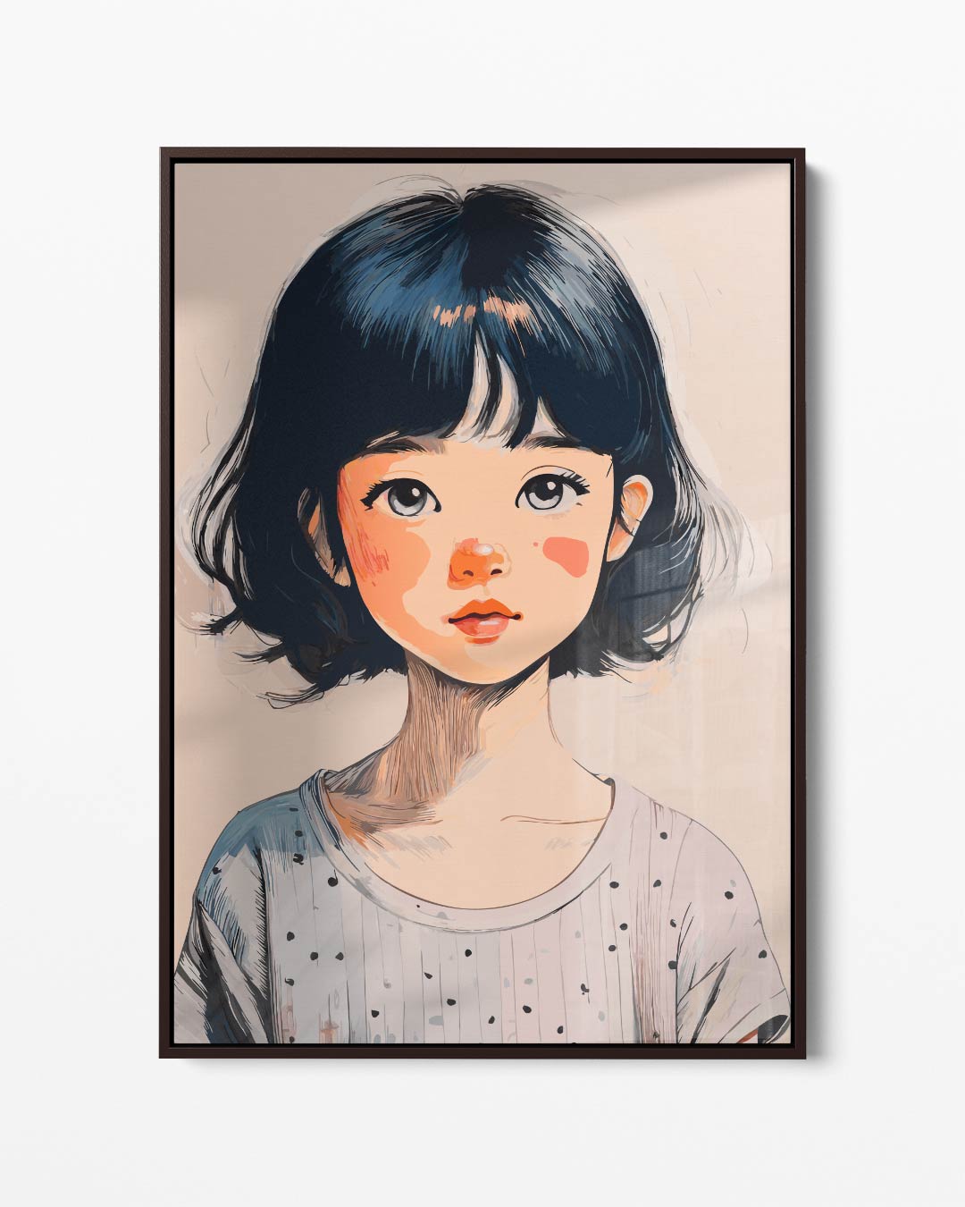 Schattige Kinderportret Illustratie Kunstwerk-canvas-dibond-plexiglas-wanddecoratie-WallArtistic