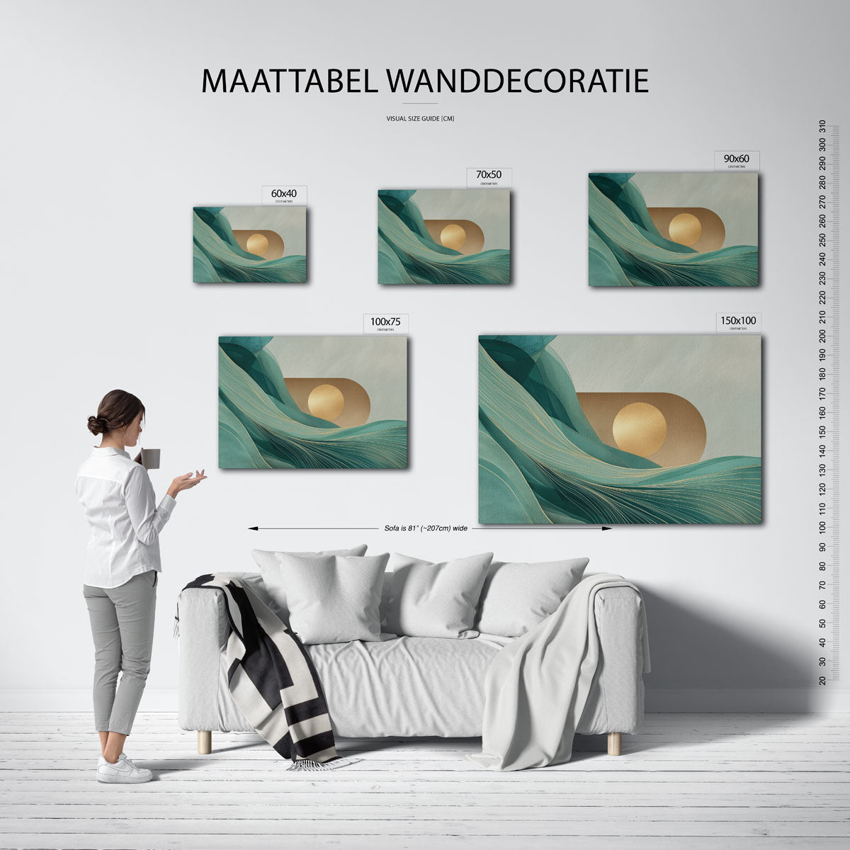 Golvende lijnen en cirkel Kunstwerk