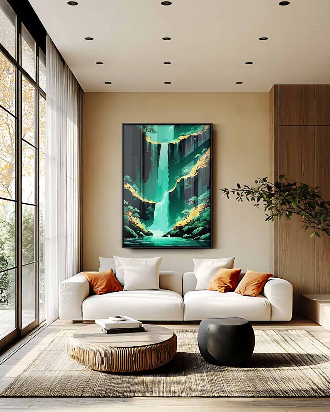 Waterval in een Tropisch Paradijs Kunstwerk-canvas-dibond-plexiglas-wanddecoratie-WallArtistic