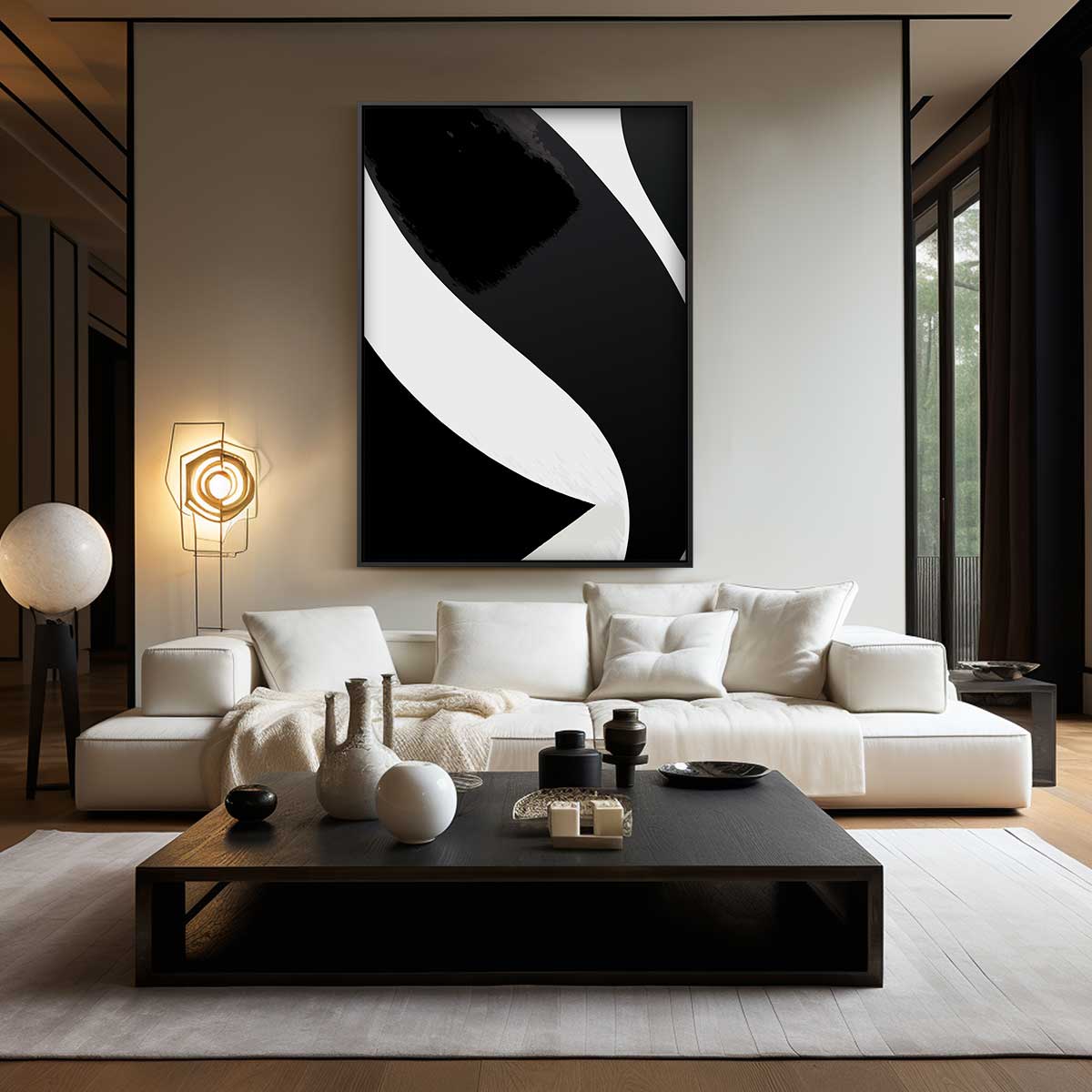 Elegantie in Zwart en Wit Kunstwerk-canvas-dibond-plexiglas-wanddecoratie-WallArtistic