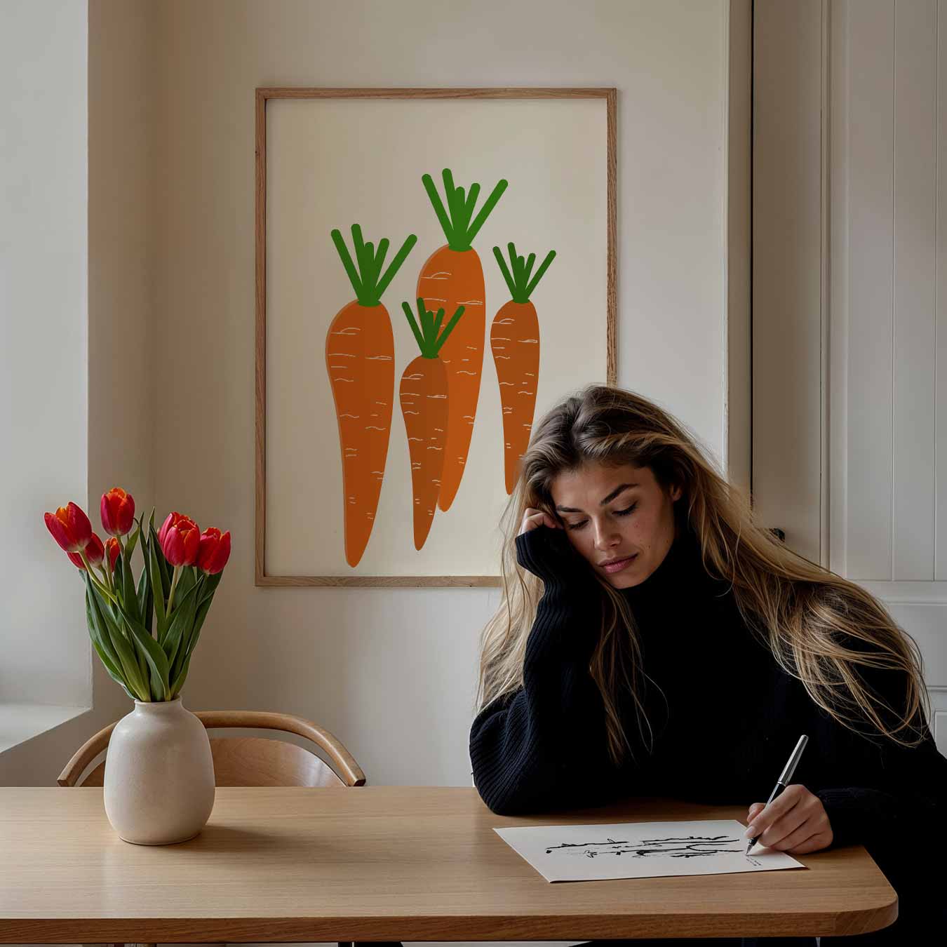 Vrolijke Wortel Illustratie Poster