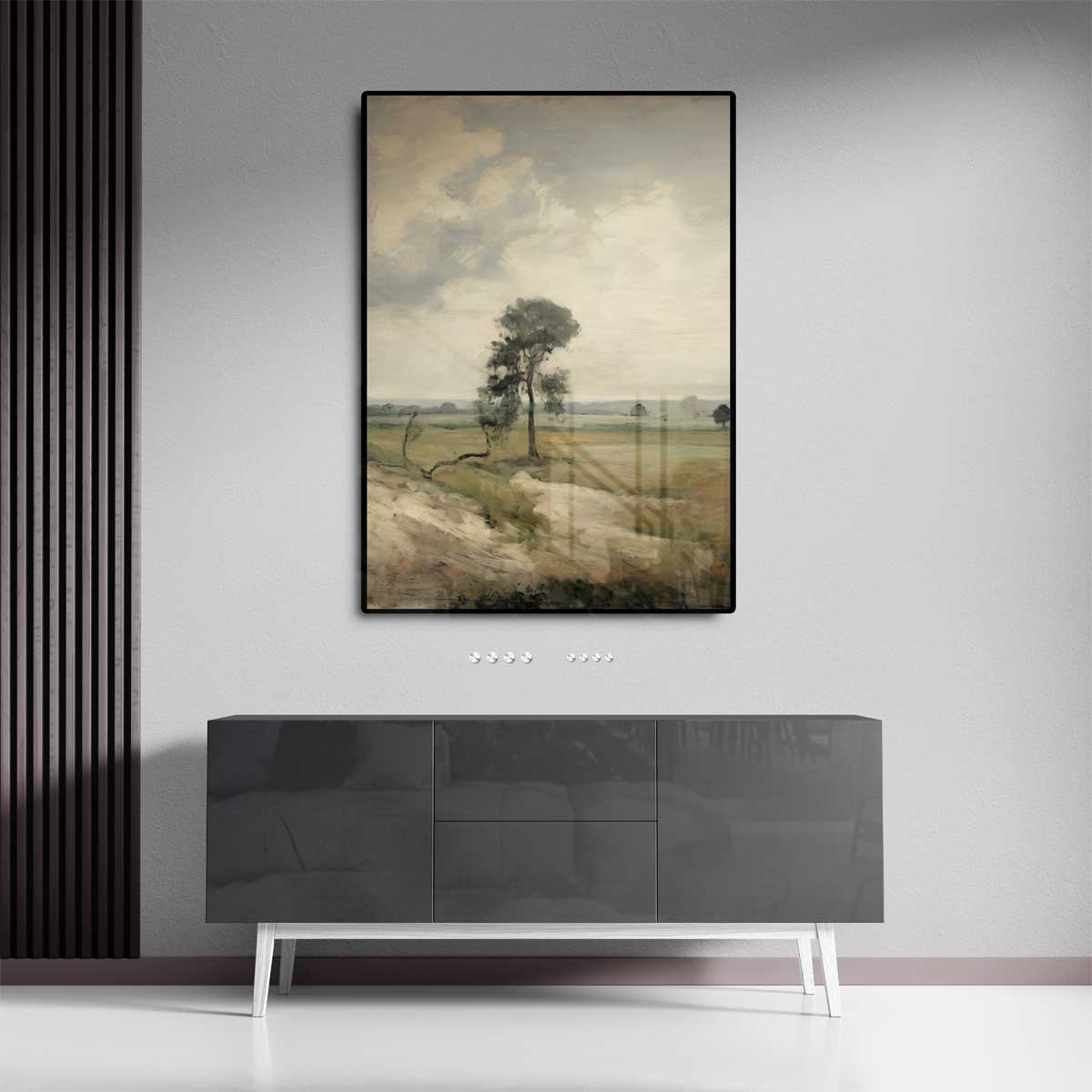 Eenzame Boom in Landschap Kunstwerk-canvas-dibond-plexiglas-wanddecoratie-WallArtistic