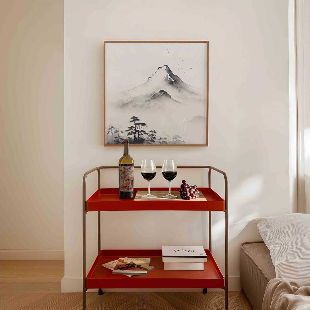 Berglandschap met mist Poster