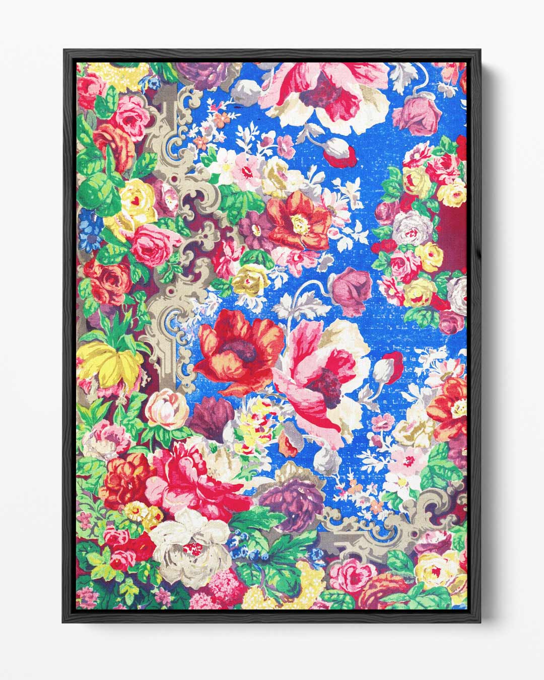 Bloemenpracht op Blauw Kunstwerk-canvas-dibond-plexiglas-wanddecoratie-WallArtistic
