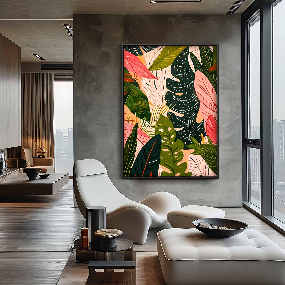 Tropische Bladeren Mix Kunstwerk-canvas-dibond-plexiglas-wanddecoratie-WallArtistic
