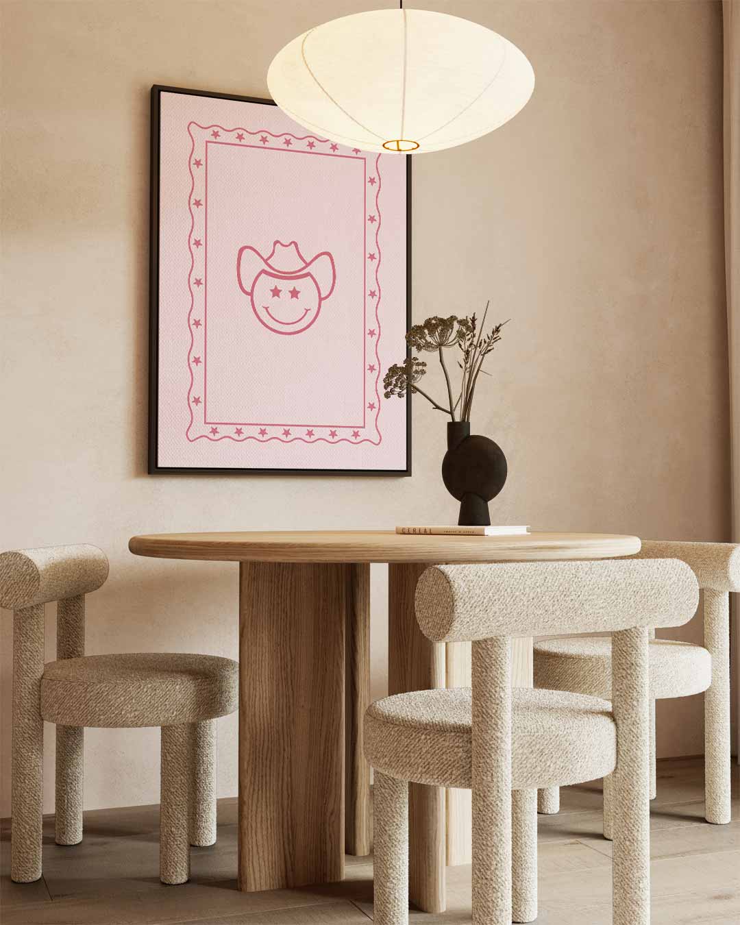 Cowboy Smiley Poster Kunstwerk-canvas-dibond-plexiglas-wanddecoratie-WallArtistic
