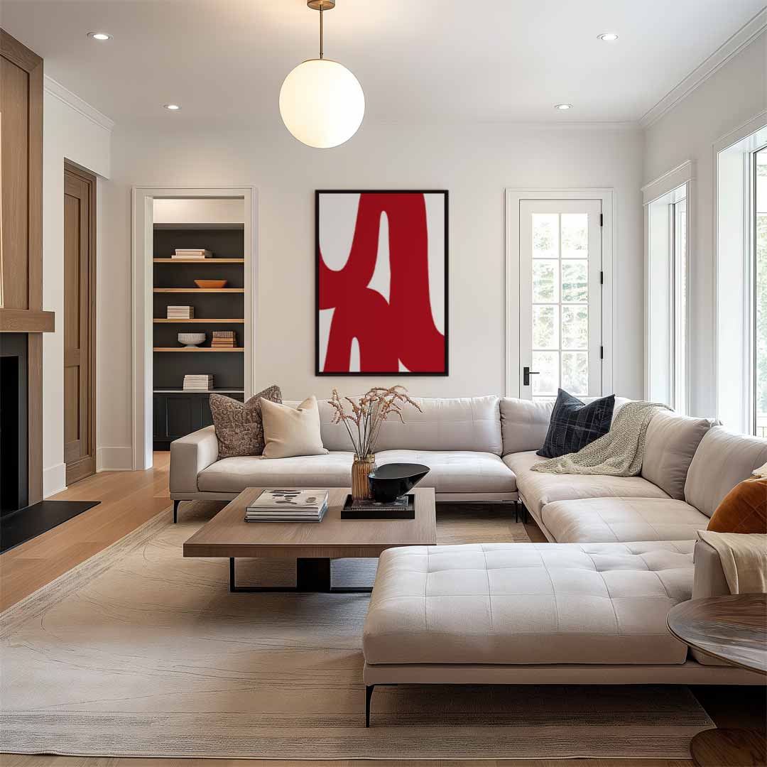 Speelse Rode Golven Kunstwerk-canvas-dibond-plexiglas-wanddecoratie-WallArtistic