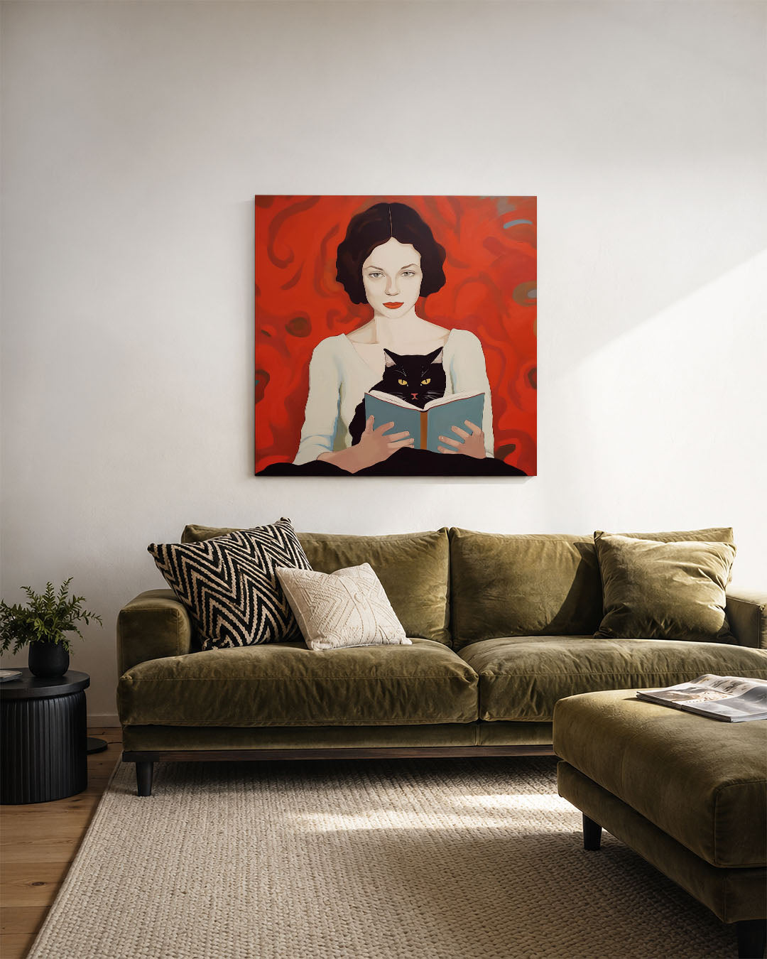 Vrouw met kat Kunstwerk