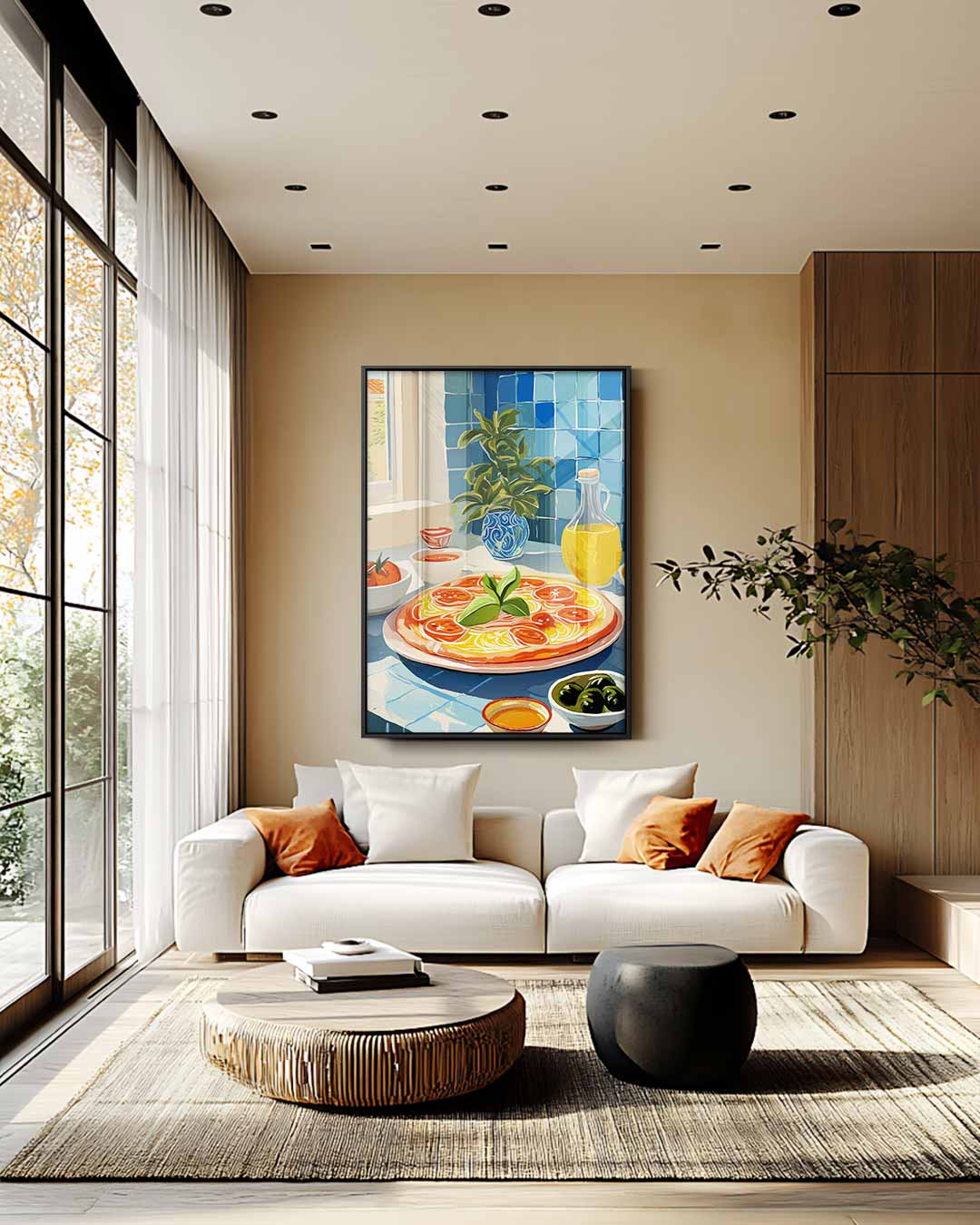 Mediterraanse Keuken in Blauwtinten Kunstwerk-canvas-dibond-plexiglas-wanddecoratie-WallArtistic