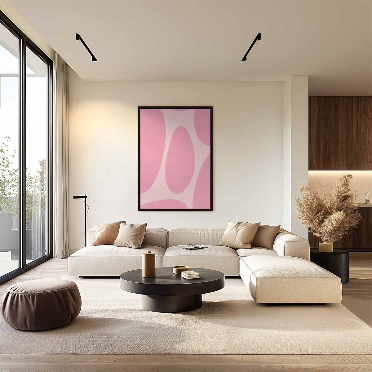 Speelse Roze Abstractie Kunstwerk-canvas-dibond-plexiglas-wanddecoratie-WallArtistic