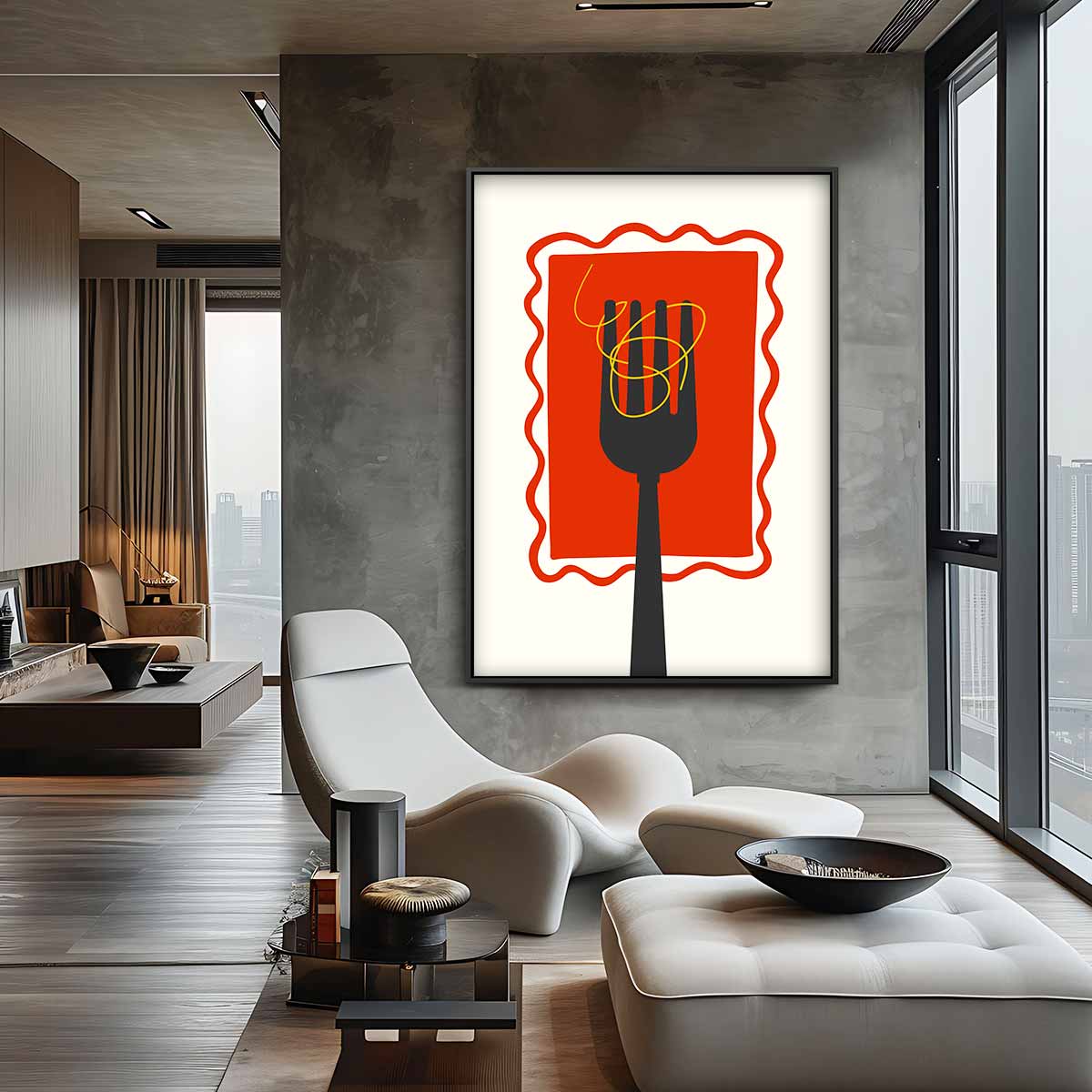 Pasta Fork Delight Kunstwerk-canvas-dibond-plexiglas-wanddecoratie-WallArtistic